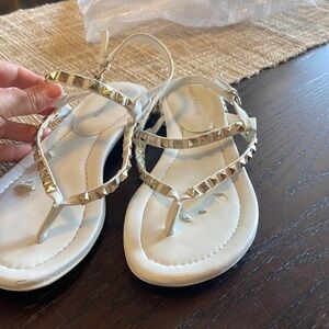 Marc Fisher White Studded Sandals
